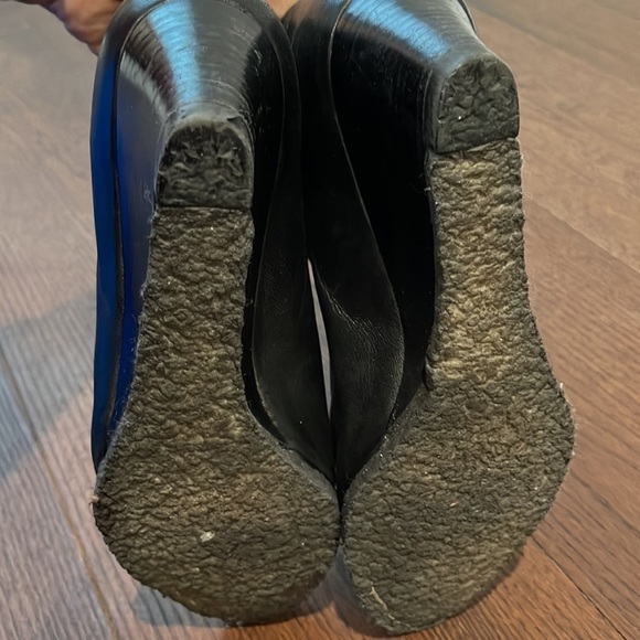 STUART Weitzman Black Leather Wedges Size 9 - Picture 6 of 8